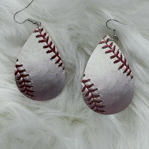 Baseball Stitch Teardrop Earrings